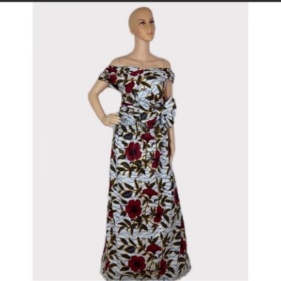 African Print Ankara Floral Print Infinity Maxi Dress - Picture 4 of 10